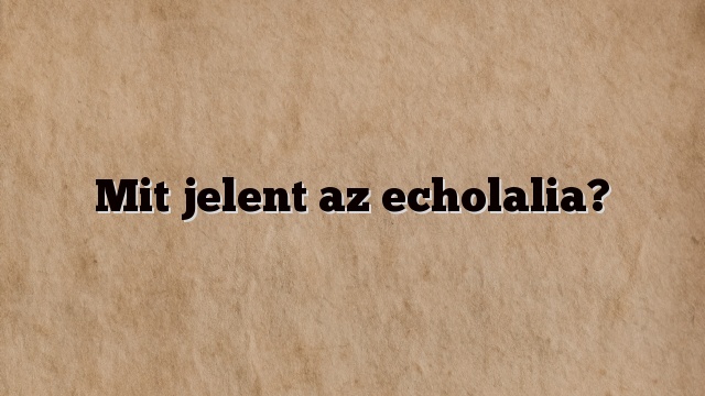 Mit jelent az echolalia?