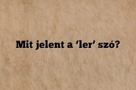 Mit jelent a ‘ler’ szó?